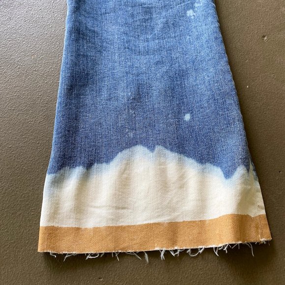 Bohemian Upcycled Artisan Jeans Handpainted Aztec Distressed Denim - Picture 16 of 17